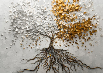 Elegant Tree of Life in Neutral Tones for Decorating Soft Environments