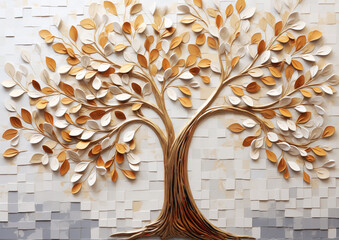Elegant Tree of Life in Neutral Tones for Decorating Soft Environments