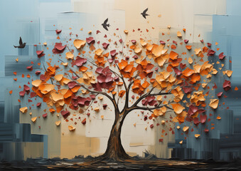 Elegant Tree of Life in Neutral Tones for Decorating Soft Environments