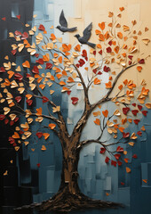 Elegant Tree of Life in Neutral Tones for Decorating Soft Environments