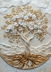 Elegant Tree of Life in Neutral Tones for Decorating Soft Environments