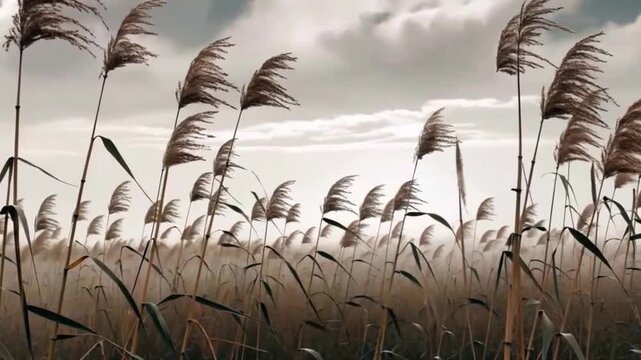 Ink wash reed marshes beautiful stage background