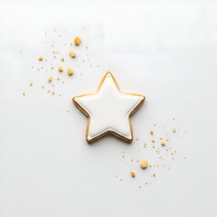 Star Iced Biscuit with Crumbs on Clean Festive Surface