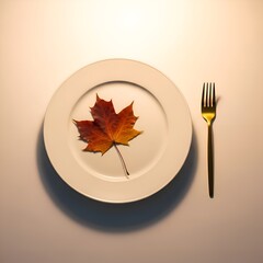 Minimal Thanksgiving Table Setting with Maple Leaf Accent