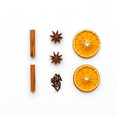 Minimal White Background with Neatly Arranged Seasonal Spices