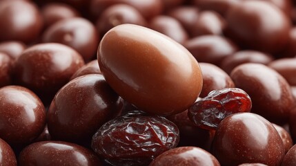 Indulgent Chocolate-Enrobed Raisins: Sweet and Smooth Fruity Confection with a Rich Brown Finish