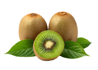 kiwis isolated on transparent white background full depth of field clipping path 