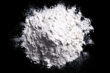 Pure Titanium Dioxide Powder - White Pigment and Texture on Isolated Black Background