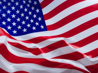 Patriotic American flag waving proudly in the wind, a vibrant symbol of freedom and national pride for your designs and projects