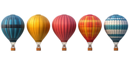 Fototapeta premium Collection set of colorful hot air balloons isolated on transparent or white background