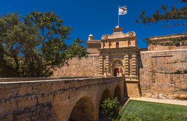 Mdina Main gate in a historical town in Malta