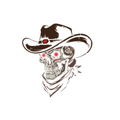Cute cartoon skull character with fun tattoo wearing a hat surrounded by animals