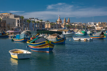 The harbour of Marsaxlokk - a traditional fishing village in Malta