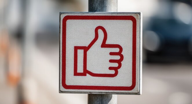 Thumbs Up! French Hitchhiking Stop Sign Design with Car and Road Elements