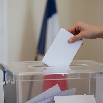 Mai qui met le bulletin de vote dans l'urne 