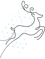 Elegant Reindeer Silhouette with Geometric Background Lines and Shapes Offering a Modern Christmas or Holiday Card Design with Clean and Simple Design Principles