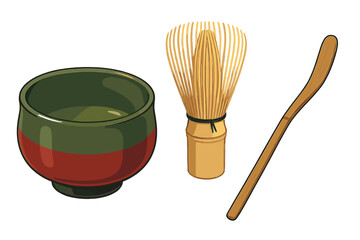 Stylized origami paper crane, painting brush, and yellow watercolor palette