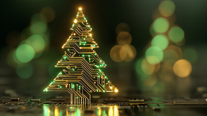 Nowoczesna kartka na Boże Narodzenie. Kartka świąteczna w stylu high tech. Elektronika, informatyka, elektryka