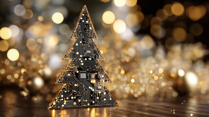 Nowoczesna kartka na Boże Narodzenie. Kartka świąteczna w stylu high tech. Elektronika, informatyka, elektryka