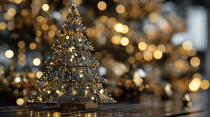 Nowoczesna kartka na Boże Narodzenie. Kartka świąteczna w stylu high tech. Elektronika, informatyka, elektryka