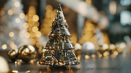 Nowoczesna kartka na Boże Narodzenie. Kartka świąteczna w stylu high tech. Elektronika, informatyka, elektryka