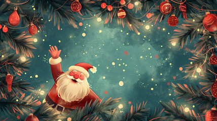 Kartka na Boże Narodzenie. Życzenia świąteczne. Kartka że sw Mikołajem 