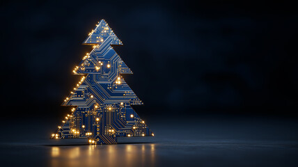 Nowoczesna kartka na Boże Narodzenie. Kartka świąteczna w stylu high tech. Elektronika, informatyka, elektryka