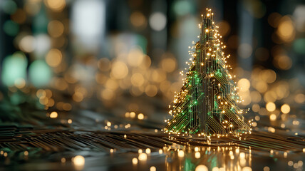 Nowoczesna kartka na Boże Narodzenie. Kartka świąteczna w stylu high tech. Elektronika, informatyka, elektryka