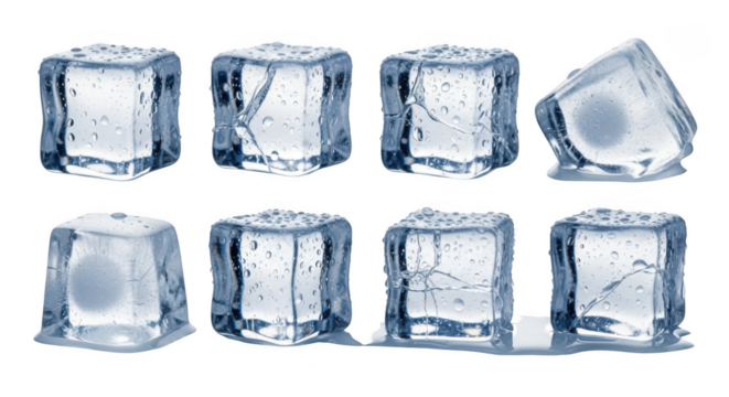 Ice cubes isolated on transparent background
