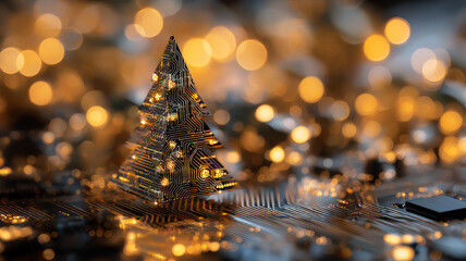 Nowoczesna kartka na Boże Narodzenie. Kartka świąteczna w stylu high tech. Elektronika, informatyka, elektryka