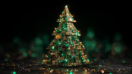 Nowoczesna kartka na Boże Narodzenie. Kartka świąteczna w stylu high tech. Elektronika, informatyka, elektryka