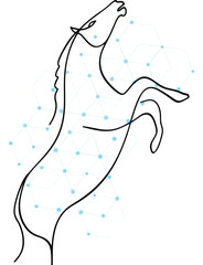 Elegant Prancing Horse Line Art with Geometric Network Background Illustration Depicting Technological Advancement and Modern Design Aesthetic for Creative Projects