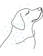 Modern Dog Head Line Art with Abstract Network Background for Pet Tech and Veterinary Designs Perfect for Animal Lovers and Digital Art Enthusiasts