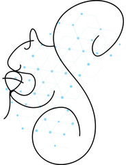 Minimalist squirrel design with geometric overlay representing network connection or technological advancement concept ideal for innovation or digital transformation themed projects and presentations