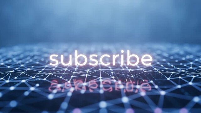 Dynamic Subscribe Button Animation Over Futuristic Digital Network Loopable Background Abstract.