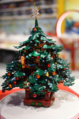 Obraz premium Poland, Warsaw, November 7, 2024. Lego Christmas tree.