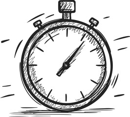 Stopwatch sketch hand drawn vector with dynamic lines and simple dial &mdash; stock vector