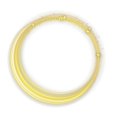 Golden sparkle ring with shining glitter dust, bright halo aura, and luxurious glowing particles forming an elegant circular frame ideal for premium design overlays, festive decorations, and magical t