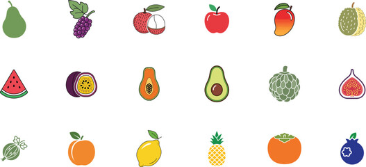 Colorful assortment of fresh fruits collection