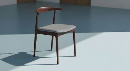 Minimalist mid century modern chair with geometric shadows