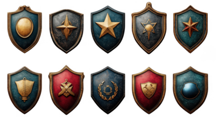 set of sheriff badges isolated on transparent background