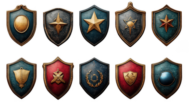 set of sheriff badges isolated on transparent background