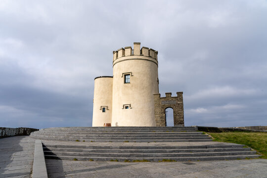 O'Brien's Tower on the Cliffs of Moher in Lislorkan North,  Clare, Ireland. The tower was built on the cliffs in 1835. 