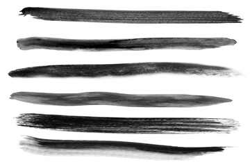 Collection of Black Hand Painted Ink Brush Strokes. Marker brush line. Rough brush strokes. Brush stroke texture. Pencil line. Vector line.