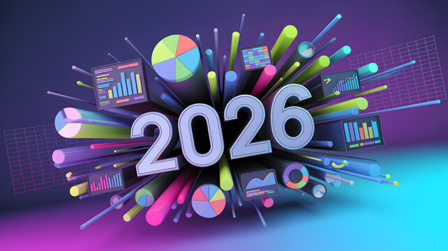 3D Data Visualization 2026 Typography with Futuristic Analytics Design