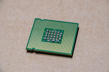 Computer CPU. Processor. Back of CPU. Close up photo