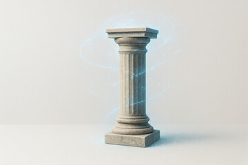 A classic stone pillar with shining energy lines. Space for text.