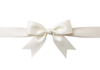 Naklejka premium Cream Satin Bow on White – Delicate, Elegant Symbol of Sophistication and Purity