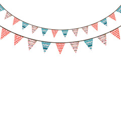 Obraz premium Colorful Paper Bunting Hangs Across a Bright, Simple Background for a Festive Celebration