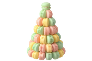 Colorful macaron tower bringing sweet celebration dessert